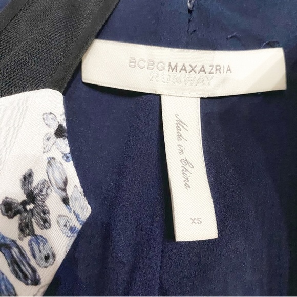 𝅺BCBGMAXAZRIA RUNWAY ZUZANA NAVY LACE FLORAL PATCHWORK SLEEVELESS BOHO DRESS - Picture 8 of 11